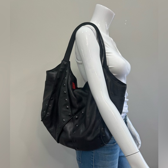 HAMMITT Scott Black Pebbled Leather Studded Tote Shoulder Bag - Picture 11 of 11